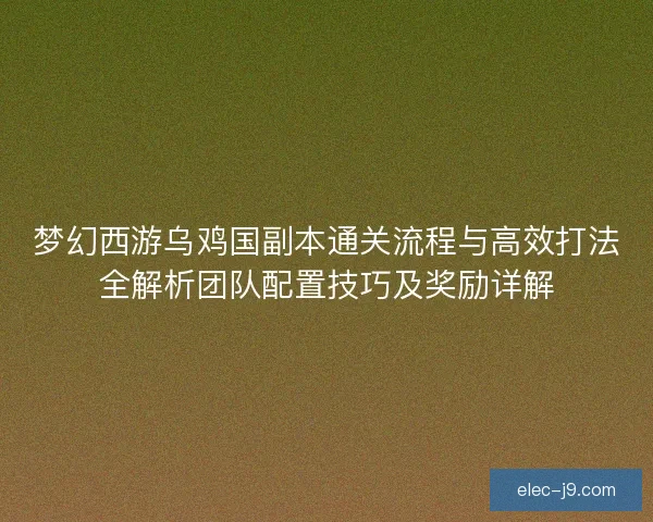 梦幻西游乌鸡国副本通关流程与高效打法全解析团队配置技巧及奖励详解